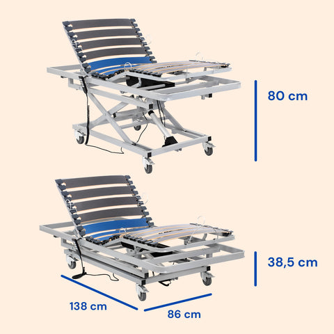 Cama articulada hospitalaria con carro elevador