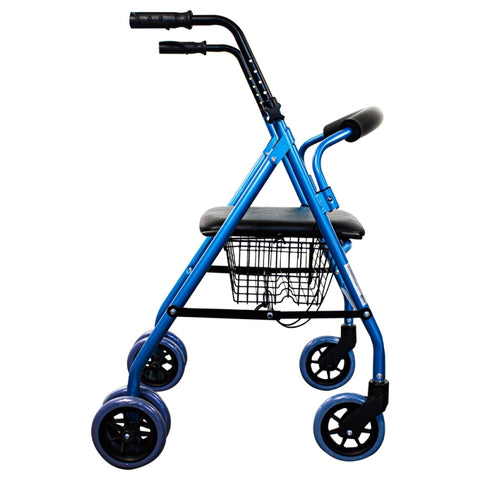 Andador plegable de 4 ruedas y frenos por presión