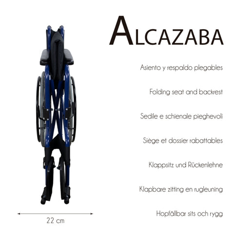 Silla de ruedas plegable autopropulsable color azul
