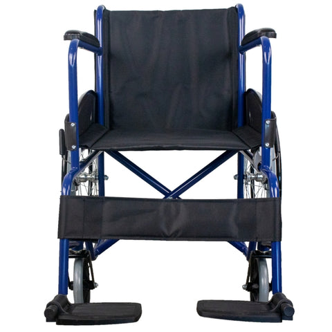 Silla de ruedas plegable autopropulsable color azul