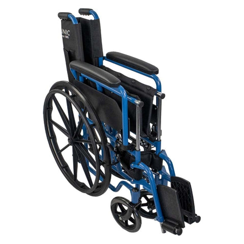 Silla de ruedas plegable con ruedas grandes extraíbles color azul