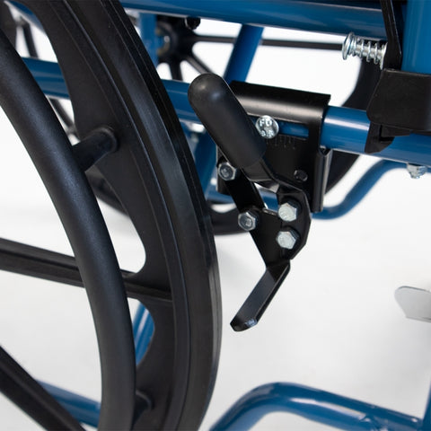 Silla de ruedas plegable con ruedas grandes extraíbles color azul